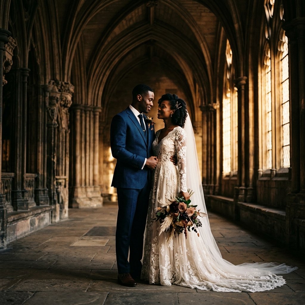 Kwabena and Kristine in a grand cathedral